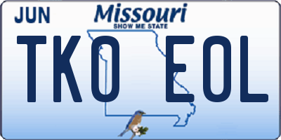 MO license plate TK0E0L