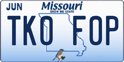 MO license plate TK0F0P