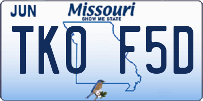 MO license plate TK0F5D