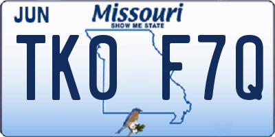 MO license plate TK0F7Q