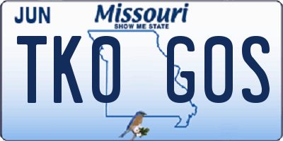 MO license plate TK0G0S