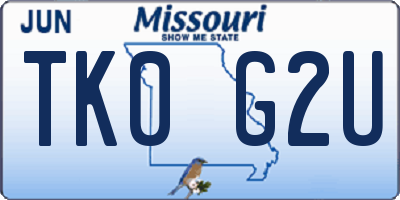 MO license plate TK0G2U