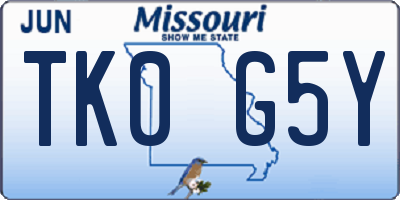 MO license plate TK0G5Y