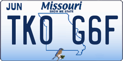 MO license plate TK0G6F