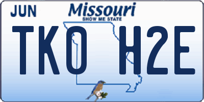 MO license plate TK0H2E