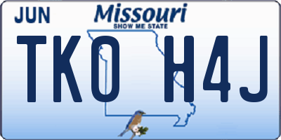 MO license plate TK0H4J