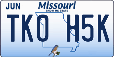 MO license plate TK0H5K