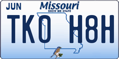 MO license plate TK0H8H