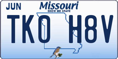 MO license plate TK0H8V
