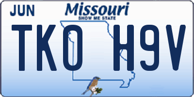 MO license plate TK0H9V