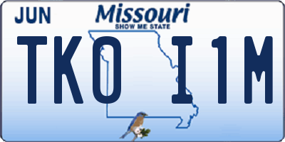 MO license plate TK0I1M
