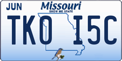 MO license plate TK0I5C