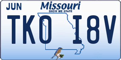 MO license plate TK0I8V