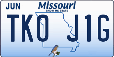 MO license plate TK0J1G