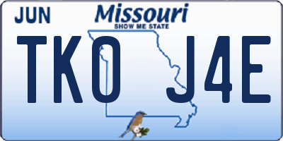 MO license plate TK0J4E