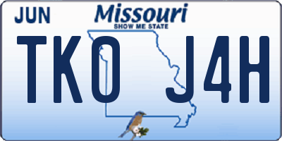 MO license plate TK0J4H