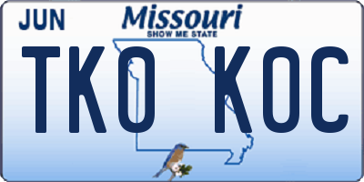 MO license plate TK0K0C