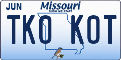 MO license plate TK0K0T