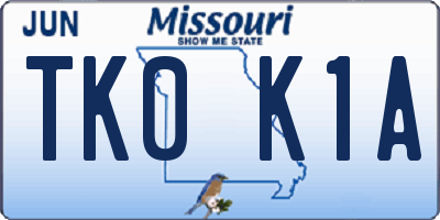 MO license plate TK0K1A