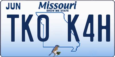 MO license plate TK0K4H