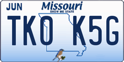 MO license plate TK0K5G