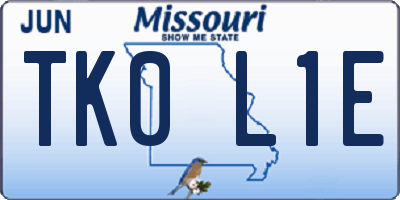 MO license plate TK0L1E