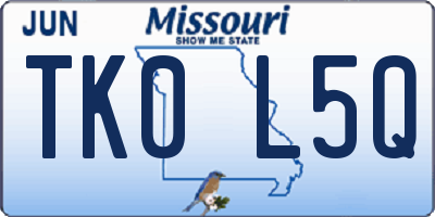 MO license plate TK0L5Q