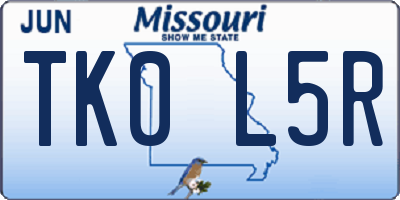 MO license plate TK0L5R