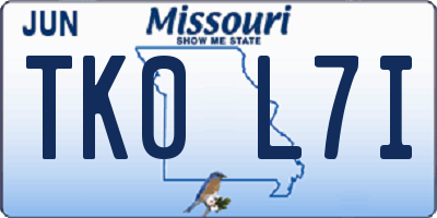 MO license plate TK0L7I