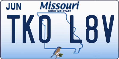 MO license plate TK0L8V