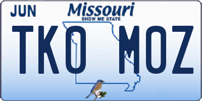 MO license plate TK0M0Z