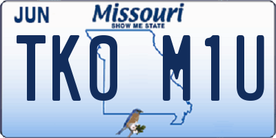 MO license plate TK0M1U