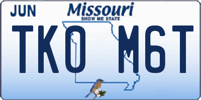 MO license plate TK0M6T
