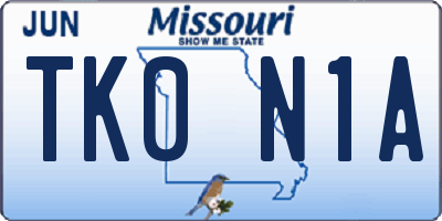 MO license plate TK0N1A