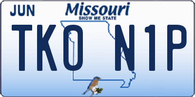 MO license plate TK0N1P