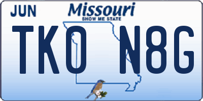 MO license plate TK0N8G