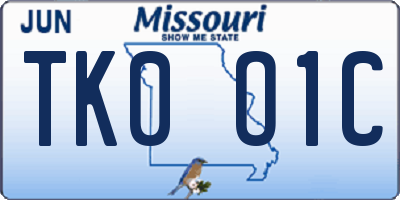 MO license plate TK0O1C