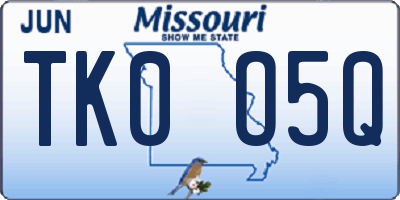 MO license plate TK0O5Q