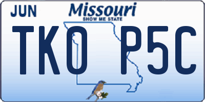 MO license plate TK0P5C