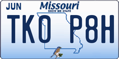 MO license plate TK0P8H