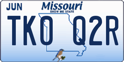 MO license plate TK0Q2R