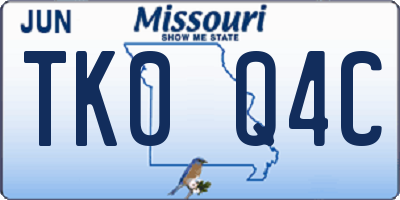 MO license plate TK0Q4C