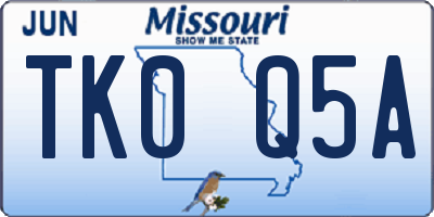 MO license plate TK0Q5A