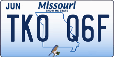 MO license plate TK0Q6F