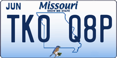 MO license plate TK0Q8P