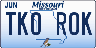 MO license plate TK0R0K