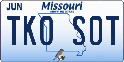 MO license plate TK0S0T
