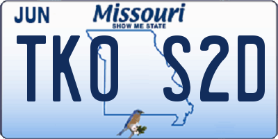 MO license plate TK0S2D