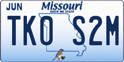 MO license plate TK0S2M
