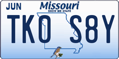 MO license plate TK0S8Y